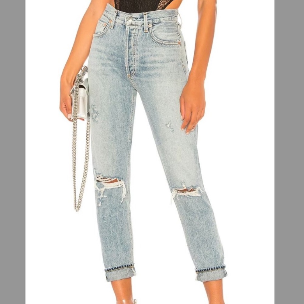 Agolde Jamie classic high rise in Resolution Jeans with Distressed Details sz 27